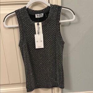 Glittery Sleeveless Top - Black
